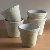 Handcrafted White Stone Terracotta Planters, Set of 5