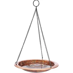 Hanging Fired Copper Bird Bath/ Feeder