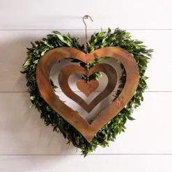 Hanging Flamed Copper Finish Triple Spinning Heart, Large