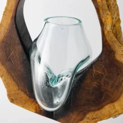 Hanging Glass Teak Planter