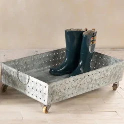 Hole Punched Galvanized Steel Rolling Boot Tray