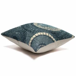 Indoor/Outdoor Blue Circle Pillow, 18