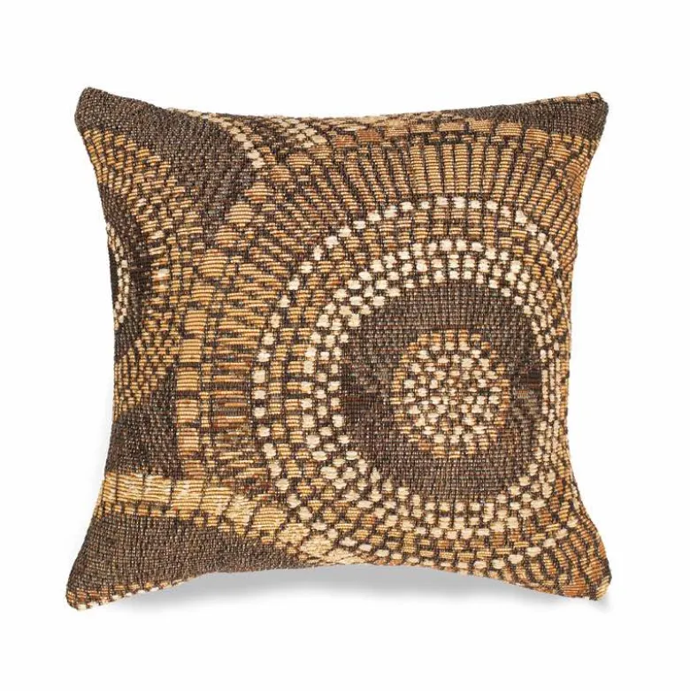 Indoor/Outdoor Brown Circle Pillow, 18" sq.