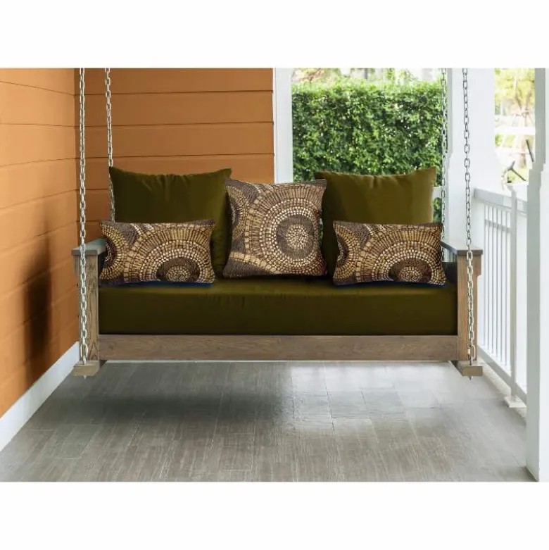 Indoor/Outdoor Brown Circle Pillow, 18" sq.