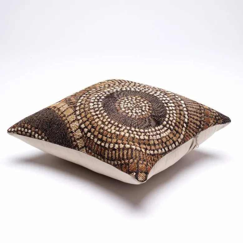 Indoor/Outdoor Brown Circle Pillow, 18" sq.