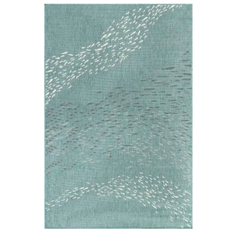 Indoor/ Outdoor Carmel School Of Fish Area Rug, 3 x 5 (aqua)