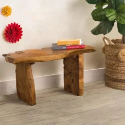 Indoor/Outdoor Live Edge Teak Bench