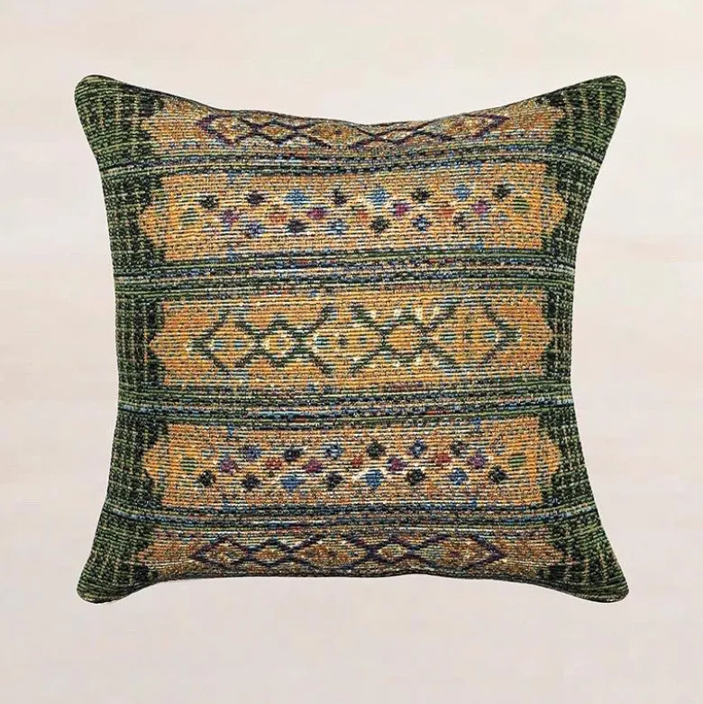 Indoor/ Outdoor Marina Tribal Green Stripe Pillow, 18 sq.