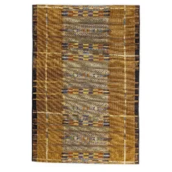 Indoor/ Outdoor Marina Tribal Stripe Gold Rug, 5' x 7'