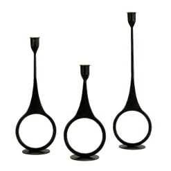 Iron Taper Candle Holders with Ring Detail, Set of 3