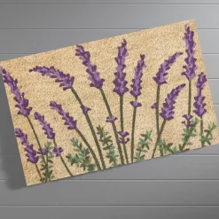 Lavender Blooms Natural Coir Doormat