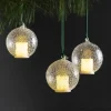 LED Candle and Glass Ornaments, Set of 3