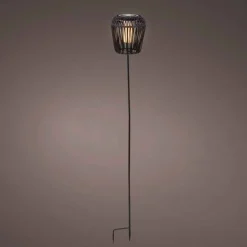 LED Solar Wicker Stake Light with Flame