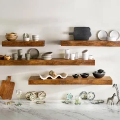 Live-Edge Mango Wood Floating Shelf, 36