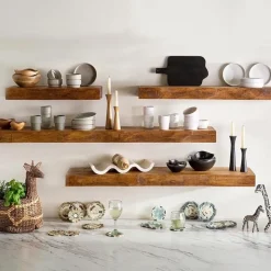 Live-Edge Mango Wood Floating Shelf, 24
