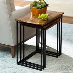 Live-Edge Reclaimed Wood Nesting Tables, Set of 3