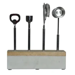 Marble and Wood Bar Set