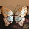 Metal and Capiz Butterfly Wall Decor - Copper with Aqua