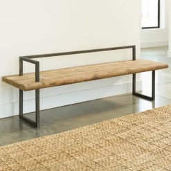 Metal and Recycled Wood Bench