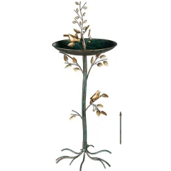 Metal Birds and Branches Bird Bath