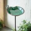 Metal Lily Pad Birdbath with Garden Stake