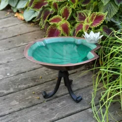 Metal Lily Pad Birdbath with Tripod Stand