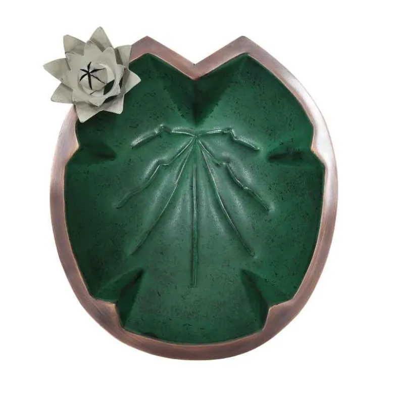 Metal Lily Pad Birdbath with Wall Mount Bracket