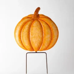 Metal Pumpkin Garden Stakes, Set of 4