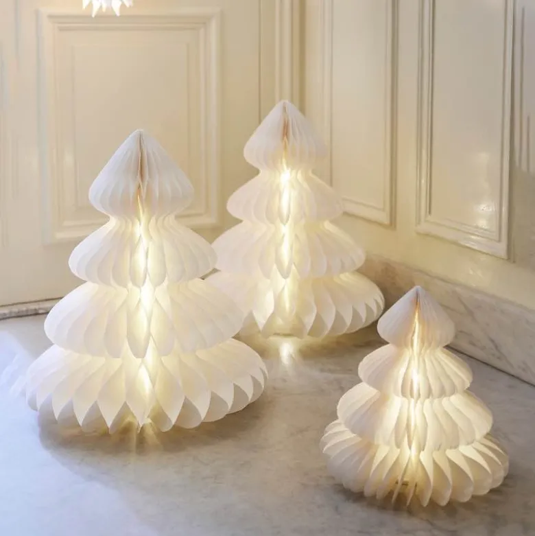 11" Micro LED Paper Tree - White