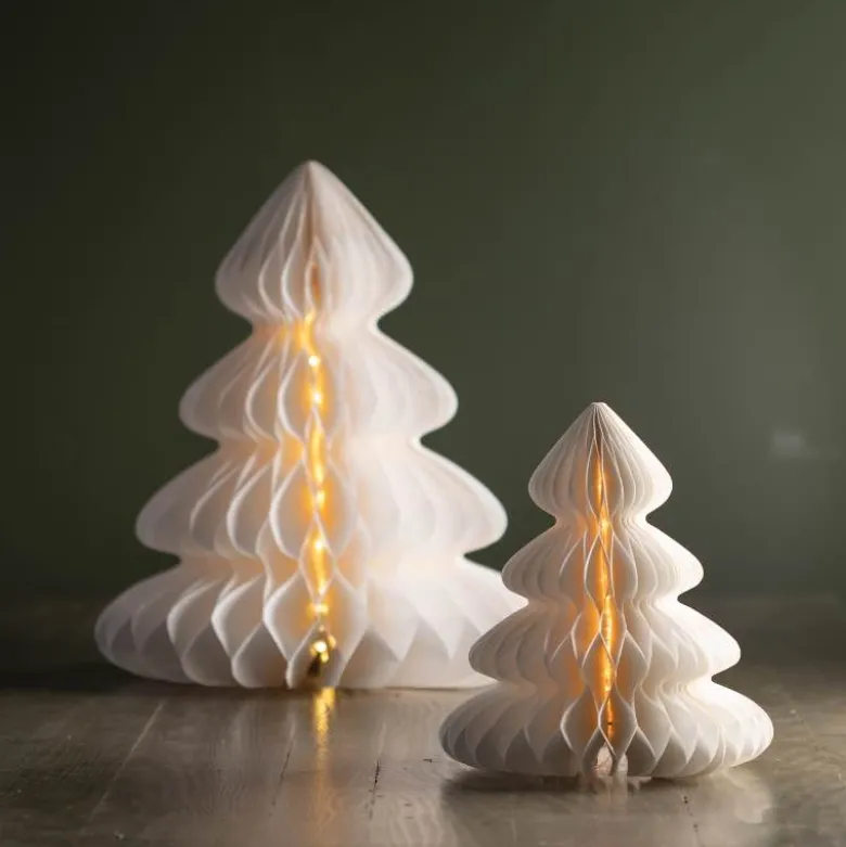 11" Micro LED Paper Tree - White