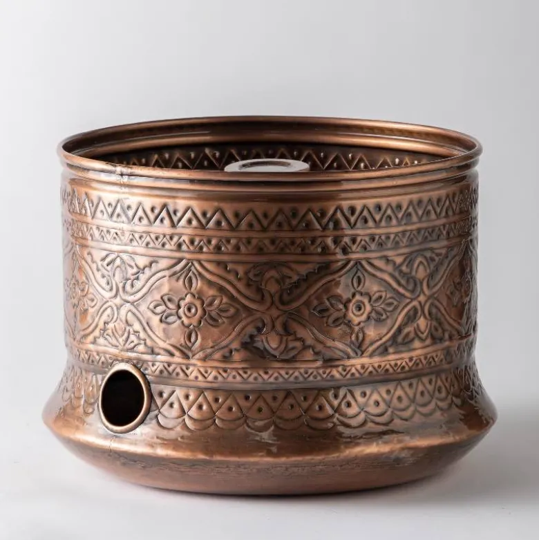 Moroccan Embossed Copper-Finished Hose Pot