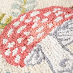 Mushroom Hand-Hooked Wool Decorative Throw Pillow