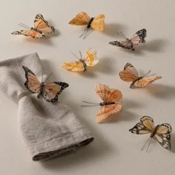 Natural Feather Butterflies, Set of 8