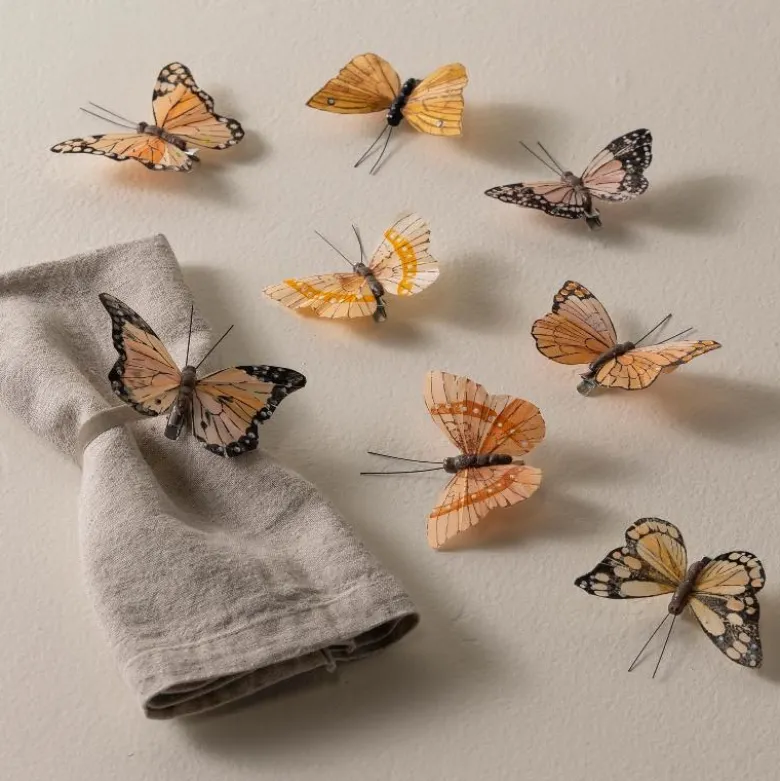 Natural Feather Butterflies, Set of 8