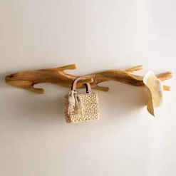 Nature-Inspired Twisted Suar Wood Wall Coat Rack