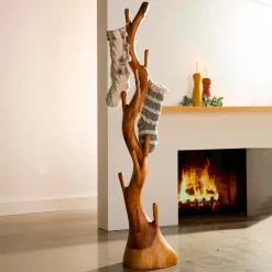 Nature Inspired Twisted Suar Wood Coat Rack
