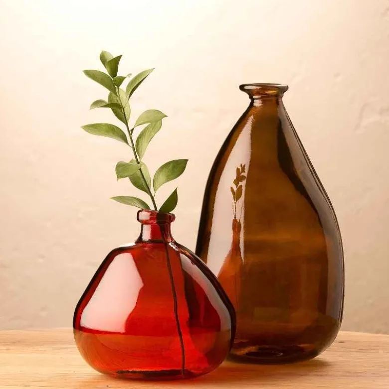 Oblong Recycled Glass Balloon Vase, 14" - Chocolate