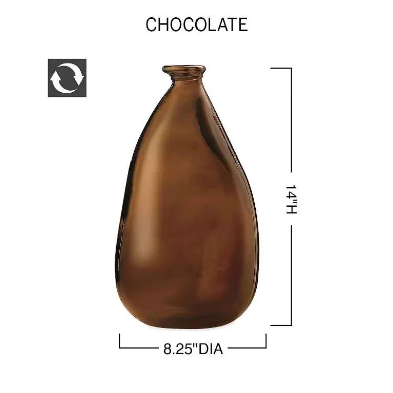 Oblong Recycled Glass Balloon Vase, 14" - Chocolate