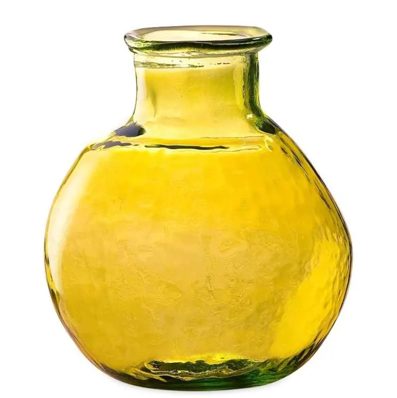 Oval Recycled Glass Balloon Vase, 12" - Citron Green