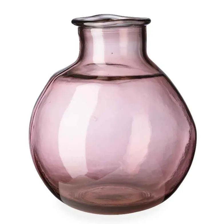 Oval Recycled Glass Balloon Vase, 12" - Pink