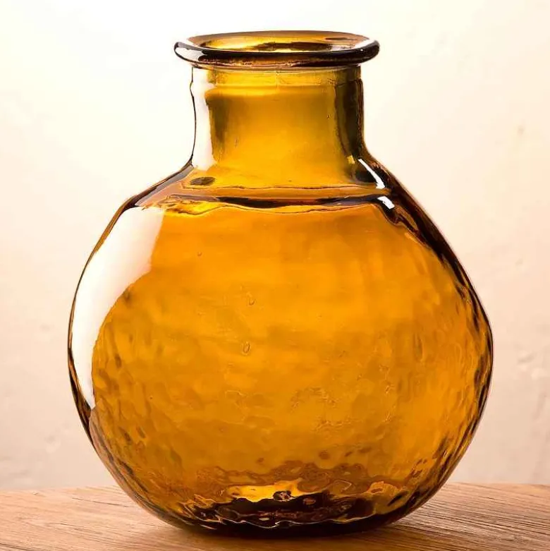 Oval Recycled Glass Balloon Vase, 12" - Mocha