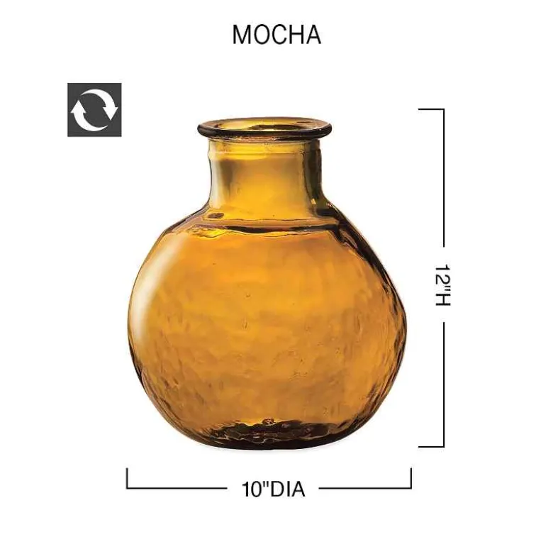 Oval Recycled Glass Balloon Vase, 12" - Mocha