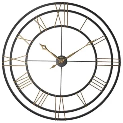 Oversized Wrought Iron Analog Gallery Wall Clock with Roman Numerals