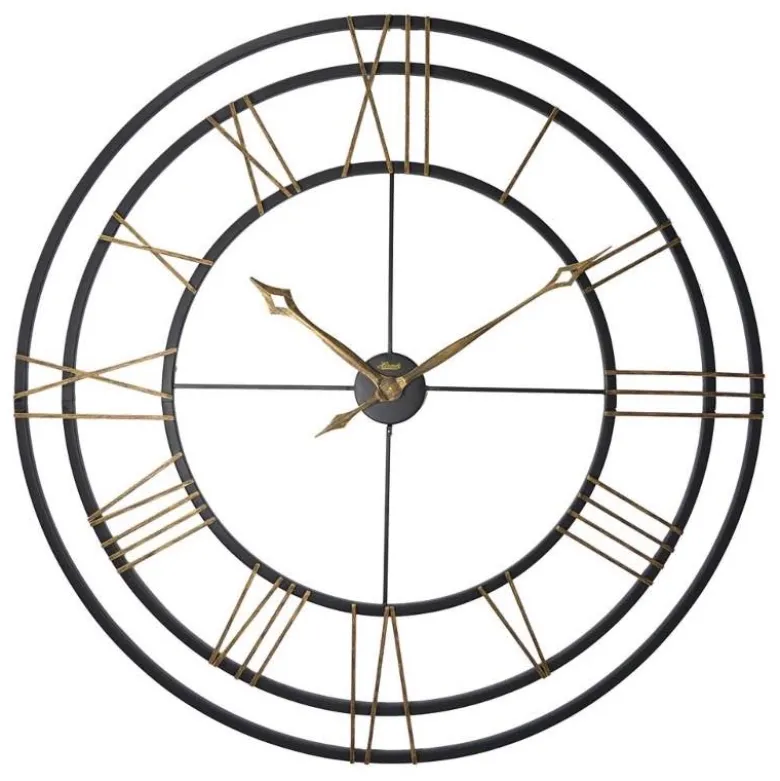 Oversized Wrought Iron Analog Gallery Wall Clock with Roman Numerals