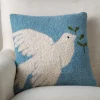 Peace Dove Hand-Hooked Pillow, 16" sq.