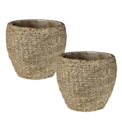 Pedro Cement Basket Large Cachepot, Set of 2