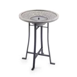 Perello IntelliSOLAR Light Cement Birdbath with Remote
