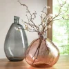 Pink and Gray Recycled Glass Balloon Vases, set of 2