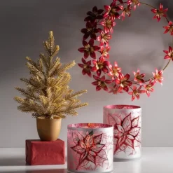 Poinsettia Glass Hurricane, Large