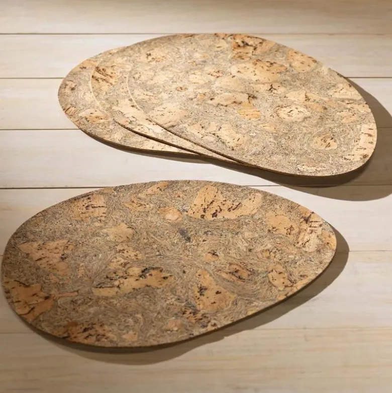Portuguese Cork Egg-Shaped Placemats, Set of 4